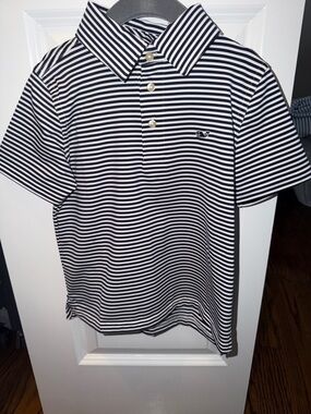Boys Vineyard Vine Striped Polo Shirt - Navy & White
